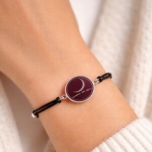 Alex and Ani Gamma Phi Beta Crescent Moon Cord Bracelet Sterling Silver